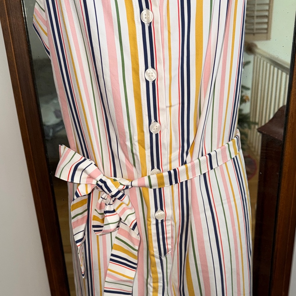 Anthropologie Maeve Easy Sleeveless Multicolor Striped Shirting Jumpsuit NWT M - Picture 6 of 10